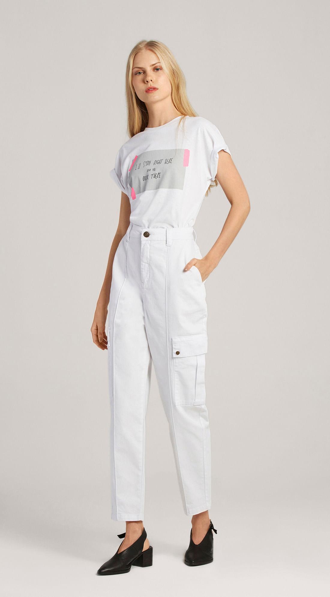 calça cos alto branca