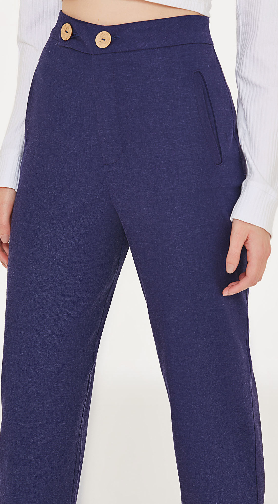 calça alfaiataria cós alto